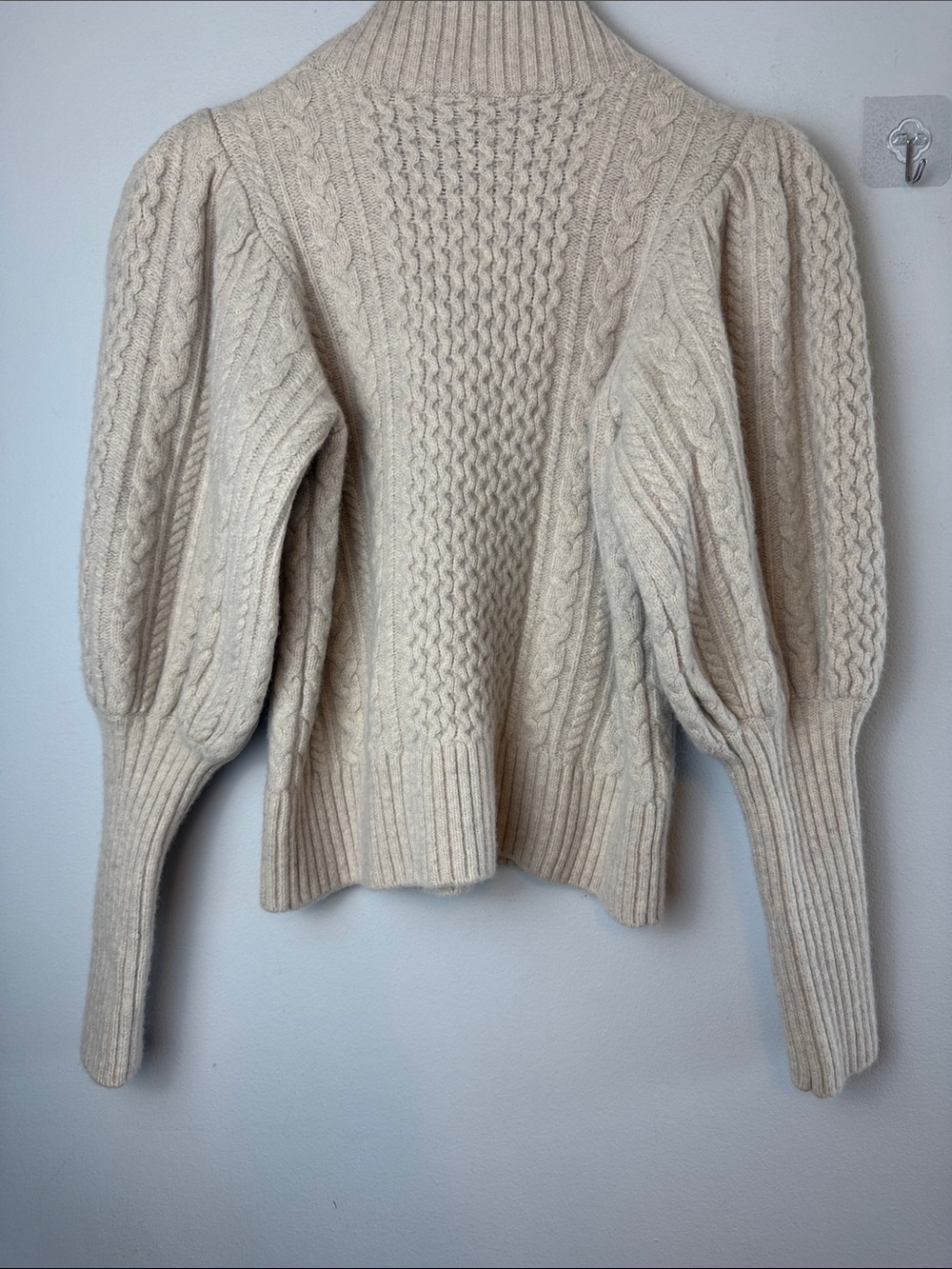 Sea New York Cable Stitch Sweater Extrafine Merino Wool in Barley Small Luxury - Picture 13 of 16